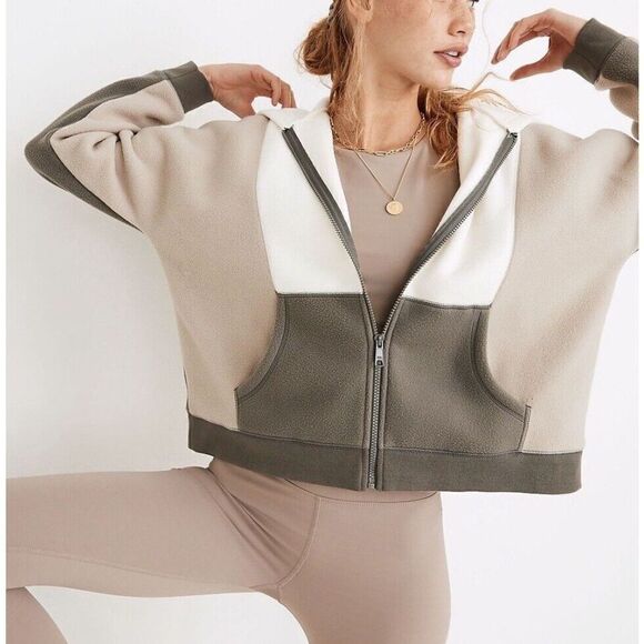 MADEWELL MWL Jacket Womens Medium Betterfleece Colorblock Zip Hoodie NB312 - Picture 1 of 11